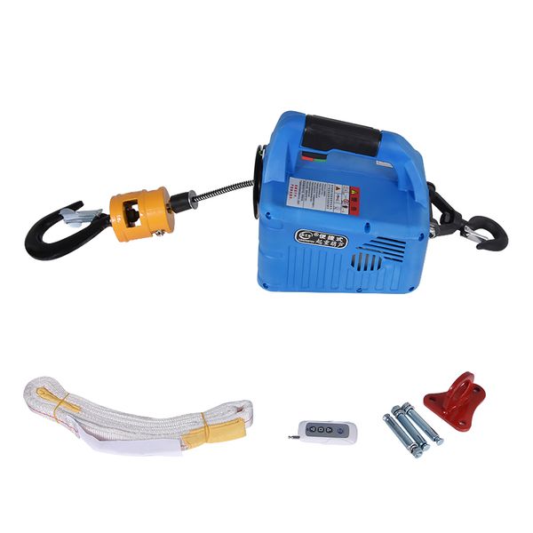 

portabl electric small winch lifting traction hoist wireless remote control tensioning machine (500kg 7.6m) (200kg 19m