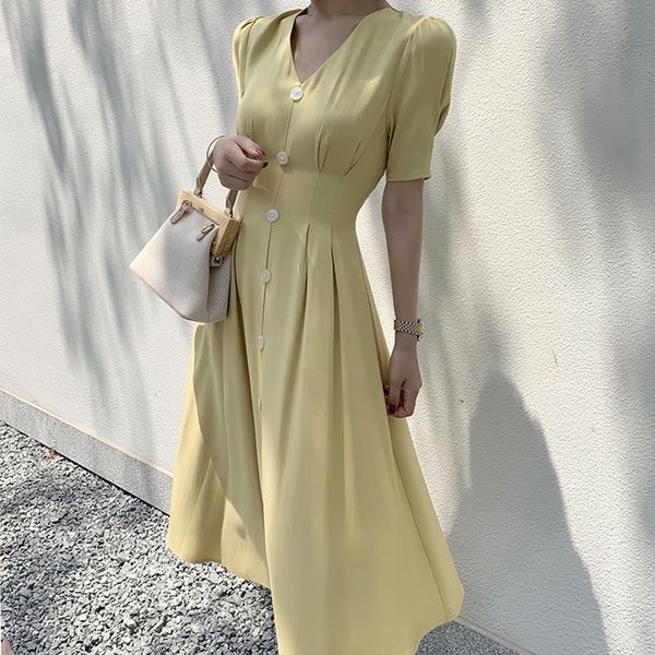 

vintage satin long dress for women summer v-neck button slim female dress party evening solid casual elegant ladies midi, White;black