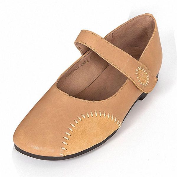 

yourseason hook loop mary janes flats women genuine leather handmade casual round toe shallow sewing summer autumn shoes 2020, Black