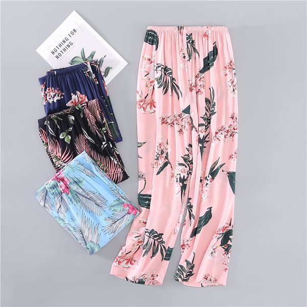 

ladies' home trousers fashion printed loose womens pajamas pants summer thin soft comfortable female mosquito trousers, Black;red