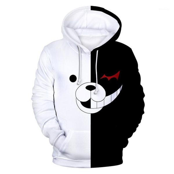

с триггером happy havoc monokuma print homme мода повседневная весна и осень толстовки мужские дизайнерские толстовки, Black
