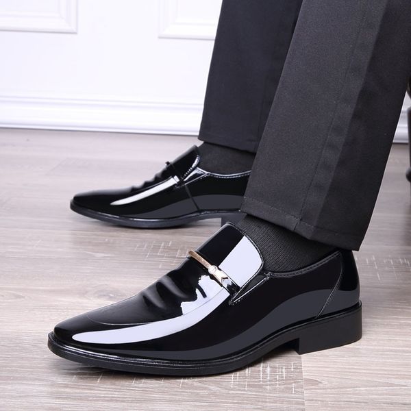 

2019 summer autumn pointed toe mens dress shoes breathable black wedding shoes formal suit office shoes man leather