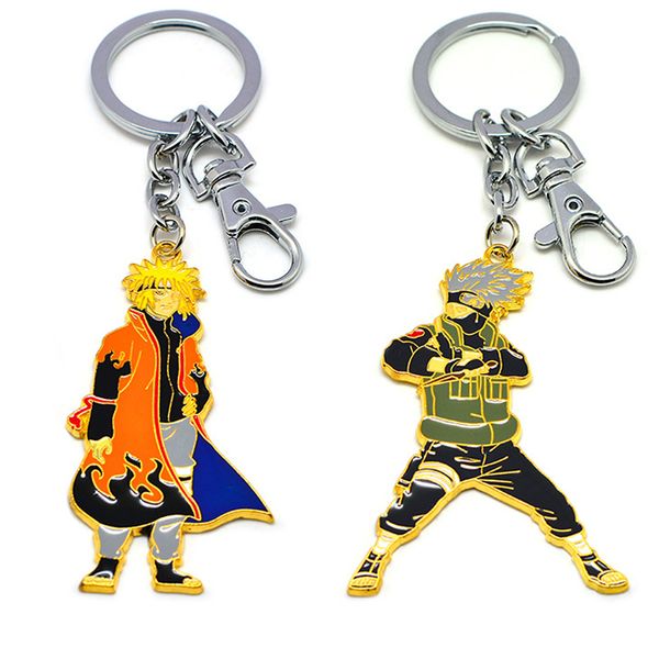 

anime naruto hokage figures keychains cosplay keyring metal alloy key chains key ring holder charms pendant accessories gift, Silver