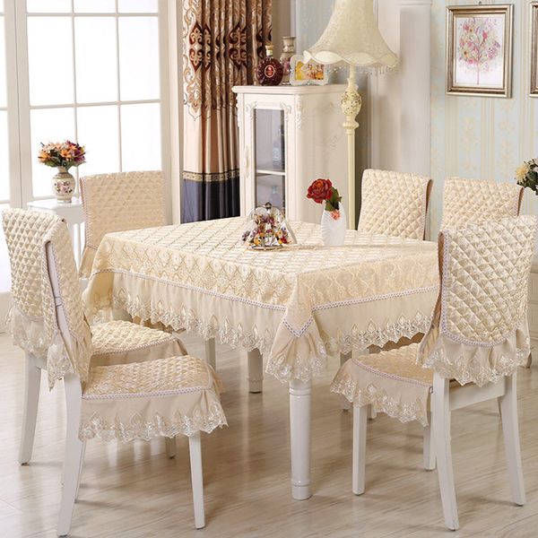 

elegant pastoral style dining tablecloth lace seat chair cover for party wedding home dinner table dustproof covers table cloth