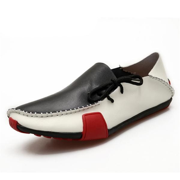 

men casual driving shoes pu leather footwear plus size eu 39-47 modern fashion man slip-on rubber shoes, Black