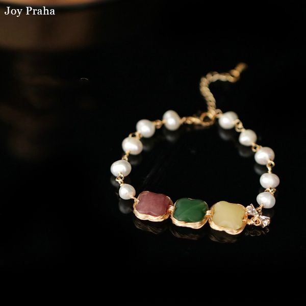 

colored natural stone freshwater pearl bracelet / simple personality women bracelet / wholesale dropshipping, Golden;silver