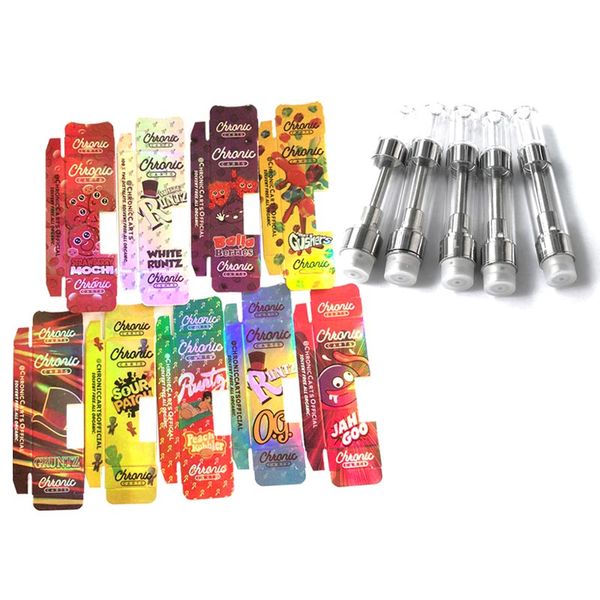 

Chronic Carts Cartridge Vape 0.8ml 1.0ml Ceramic Coil G5 Tank Press In Vapor Cartridges 10 Flavors Hologram for Thick Oil