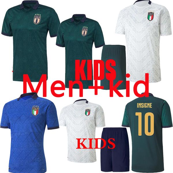 

men + kids 2019 2020 italy soccer jersey 19 20 home jorginho el shaarawy bonucci insigne bernardeschi football chiesa away, Black;yellow