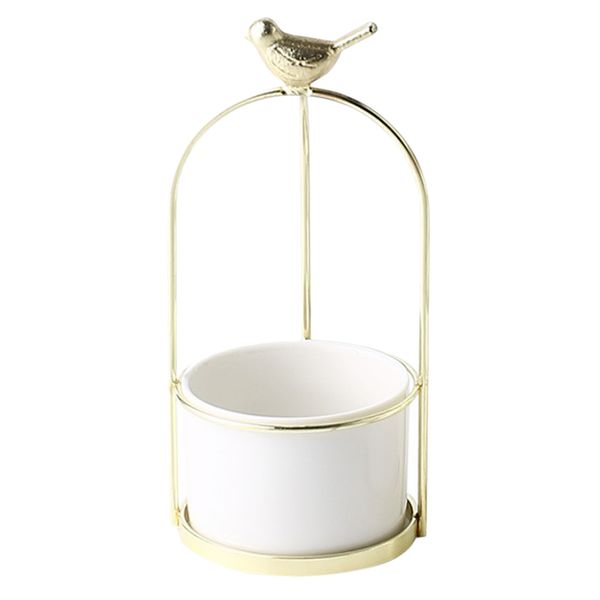 

ceramic fleshy hydroponic flower pot with golden iron stand