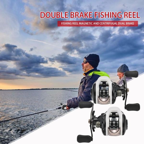 

portable double brake line fishing reel explosion-proof durable safety and reliability left/right handle tackle 140x120x75mm