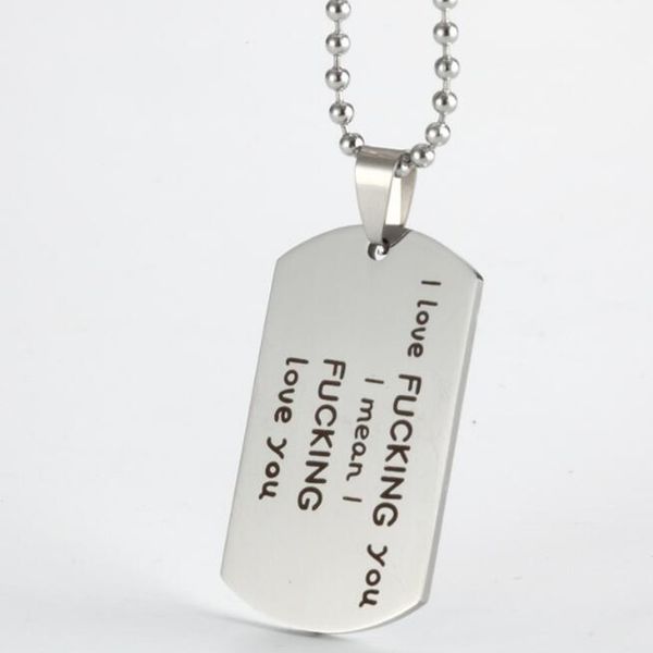 

fashion chain dog tag charm pendant couples love gifts for boyfriend girlfriend husband wife, Silver