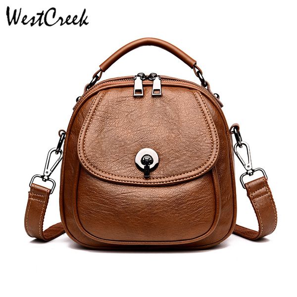 

westcreek casual small pu leather backpack women shoulder bag girl anti-theft backpack travel bag lady purse