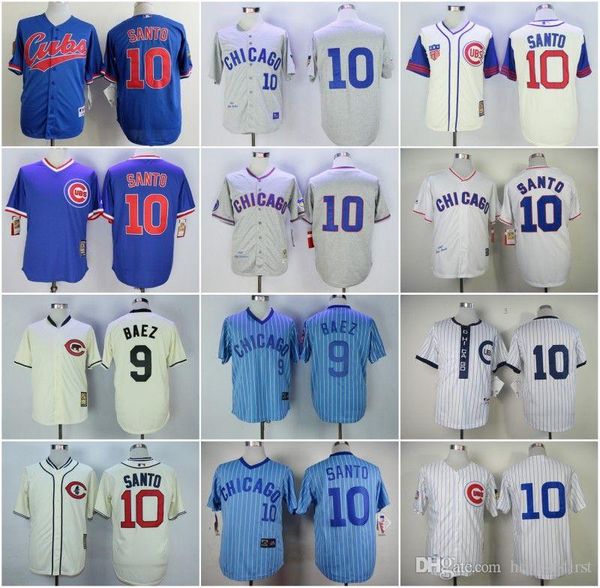 

Cheap Chicago 9# BAEZ 10# SANTO White Blue Retro Baseball throwback News Shirt Stitched
