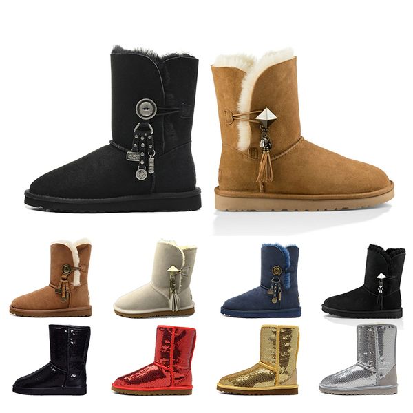 

New arrival de igner women boot glitter equin wgg women parkle au tralia cla ic winter now boot bling button ize 36 41 hipping, Black