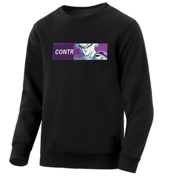 

anime men sportswear sweatshirt spring japanese harajuku men's sweatshirts control frieza print mens hoodies, Black