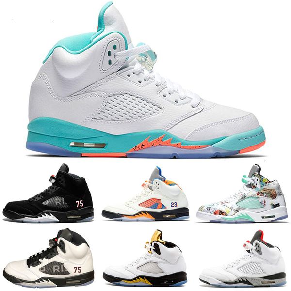 

jumpman 5s v international flight basketball shoes 5 white cement og black camo grey red blue suede fire red trainers sport sneakers 7-13