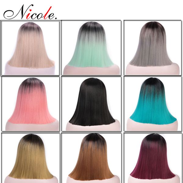 

никол ллођина straight боб паѬики omber black / brown / blonde мгкого инеиекого паѬик е