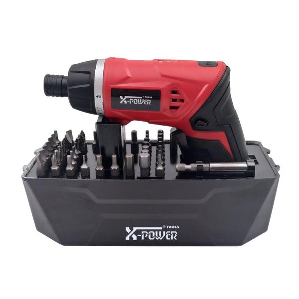 

x-power mini electric cordless screwdriver set 3.6v lithium battery twistable handle adjustable power tools led light 49pcs bits