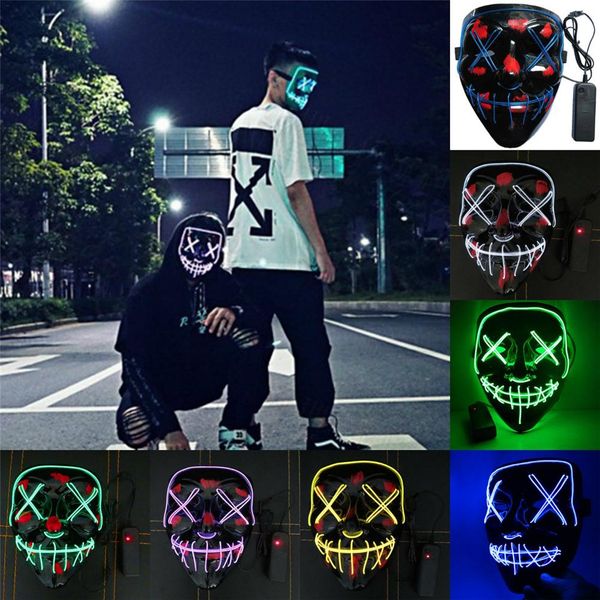 

20 colors halloween mask led maske light up party masks neon maska cosplay mascara horror mascarillas masque v for vendetta