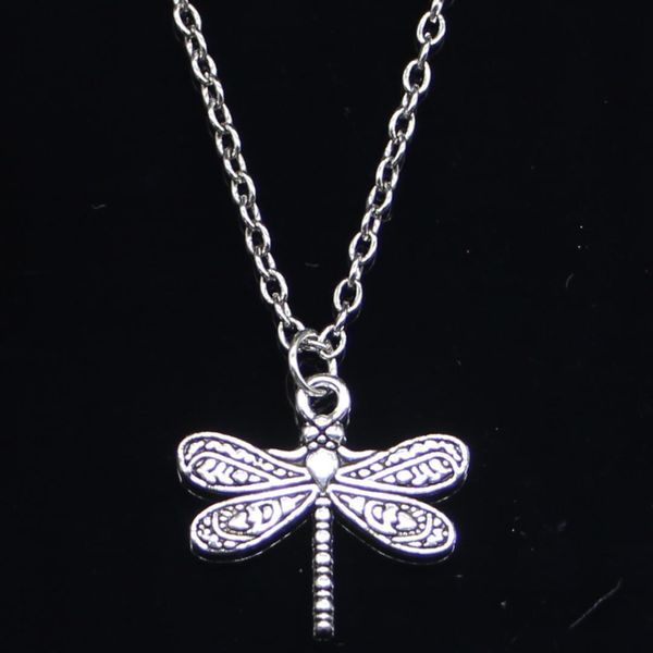 

20pcs new fashion necklace 21x19mm dragonfly silver pendants short long women men colar gift jewelry choker