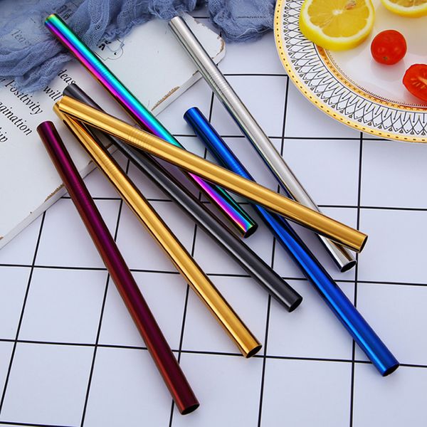

stainless steel drinking straw reusable straight metal straws fruit juice milk eco-friendly bar accessories f20173845