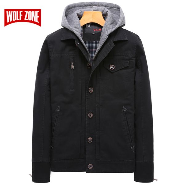 

mens detachable hooded fashion coat autumn winter new jacket men simple slim fit casual jackets, Black;brown