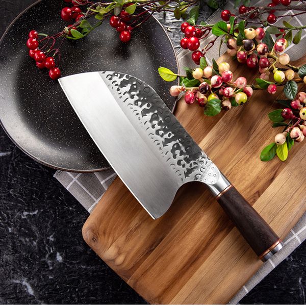 

stainless steel forged chinese knife meat cleaver butcher knife kitchen chef knives with ebony wood handle
