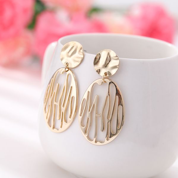 

2019 hoop earrings trendy gold color geometric big round circle earrings for women fashion large hollow jewelry, Golden