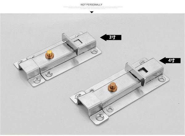 

stainless steel 4 inch door latch thick self-elastic bolt with button automatic spring spring stainless steel bolt lock factory direct