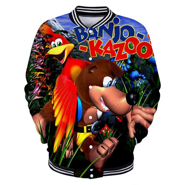 

2019 act game 3d print banjo kazooie:nuts and bolts baseball uniform men/women casual harajuku baseball jackets clothes, Black;brown