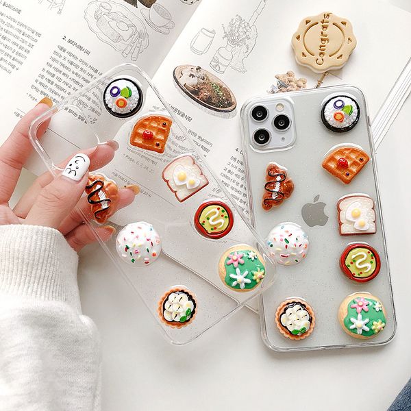 

epoxy gel glue dripping transparent clear toast donut hamburger mobile phone case cover for iphone 11 pro max 7 8 plus x xr