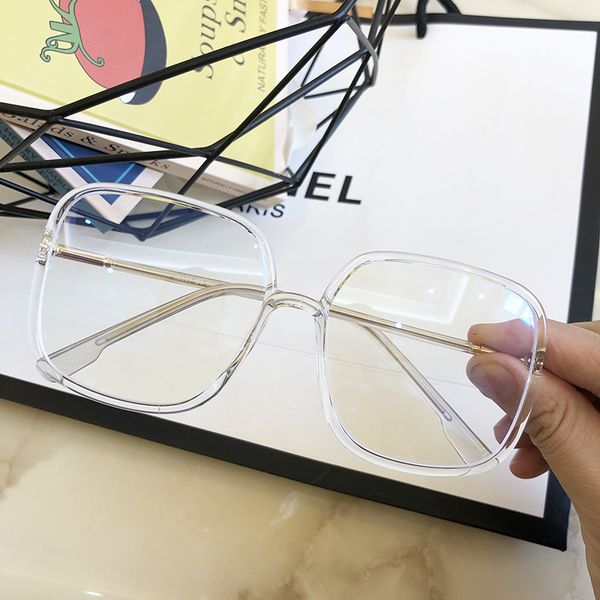 

oversized black square frames anti blue light glasses mobile computer gaming mens glasses women eyeglasses frame luxury tr90, Silver
