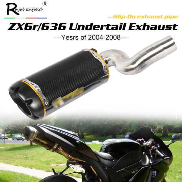 

zx6r zx636 motorcycle exhaust carbon fiber underseat muffler mid pipe slip on for zx6r zx636 2004 2005 2006 2007 2008