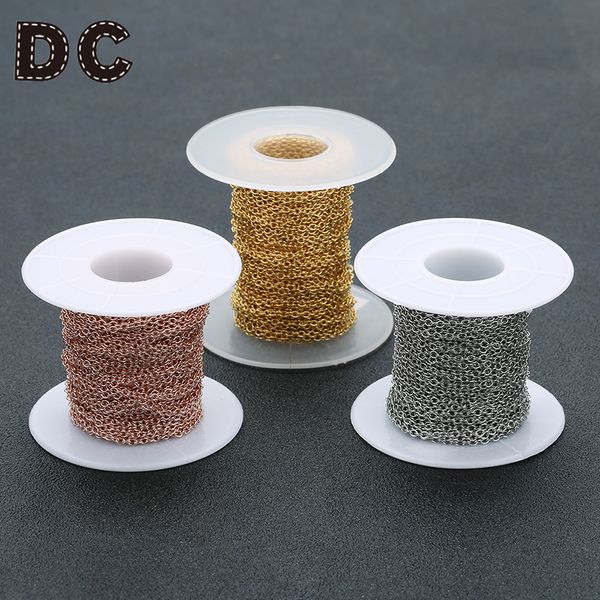 

dc 10yards/roll 1.5/2/3mm width gold color stainless steel chain cross link chains for necklaces bracelets diy jewelry finding, Silver