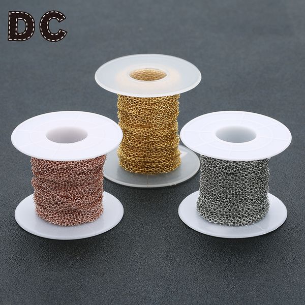 

dc 10yards/roll 1.5/2/3mm width gold color stainless steel chain cross link chains for necklaces bracelets diy jewelry finding, Silver