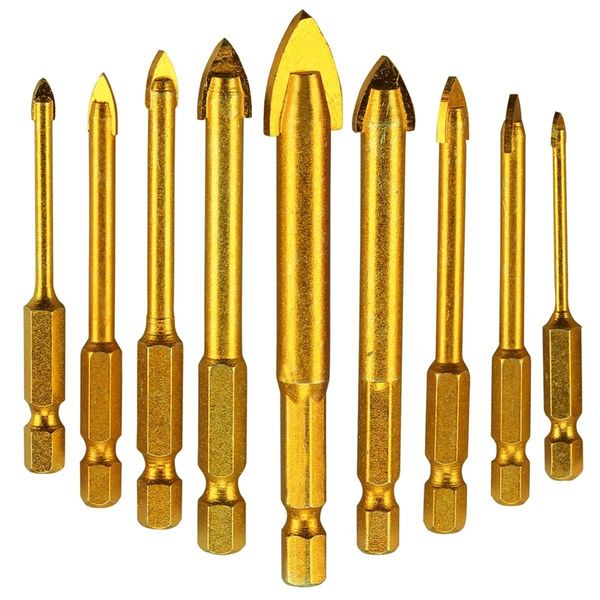 

lber 9 pcs. tile drill ceramic drill set of glass bits set hexagon tile glass drilling tool for mirrors / g