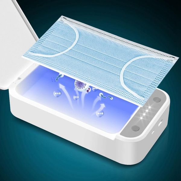 Scatola sterilizzatore UV, ricarica USB Maschera per smartphone Scatola di disinfezione luce UV per telefono Spazzolino da denti Strumento per trucco Gioielli Pet Home Office Travel