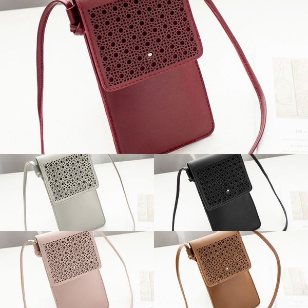 

2019 women's fashion transparent touch screen single shoulder all-match mobile mobile phone phone bag hollow embossed coin purse bag
