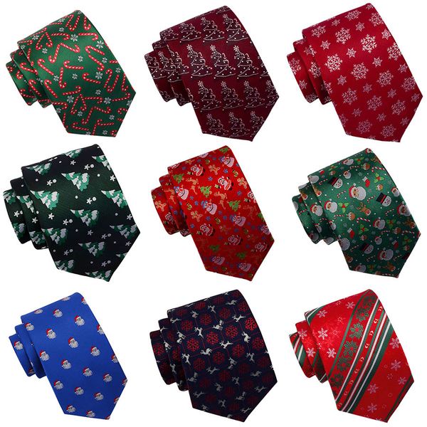 

gusleson new arrival christmas tie silk jacquard weave quality ties tree snow man fetival theme necktie suit for men gift, Black;blue
