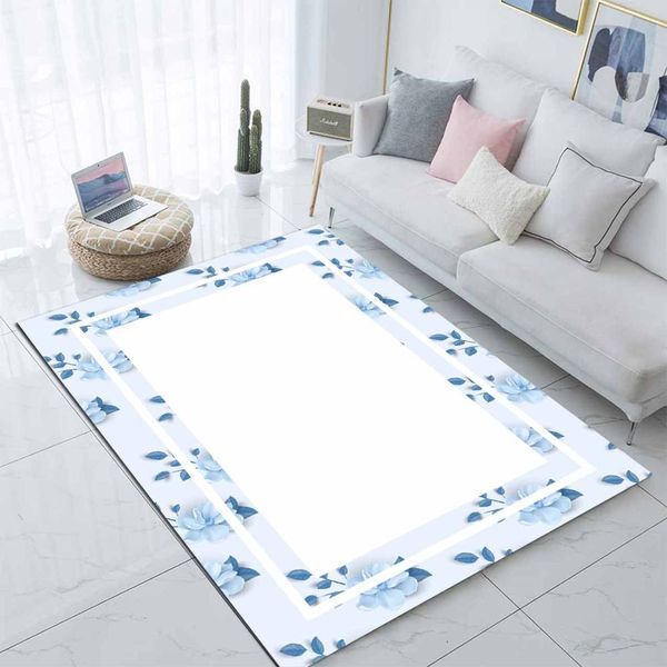 

else white floor blue frames tree leaves 3d print non slip microfiber living room modern carpet washable area rug mat