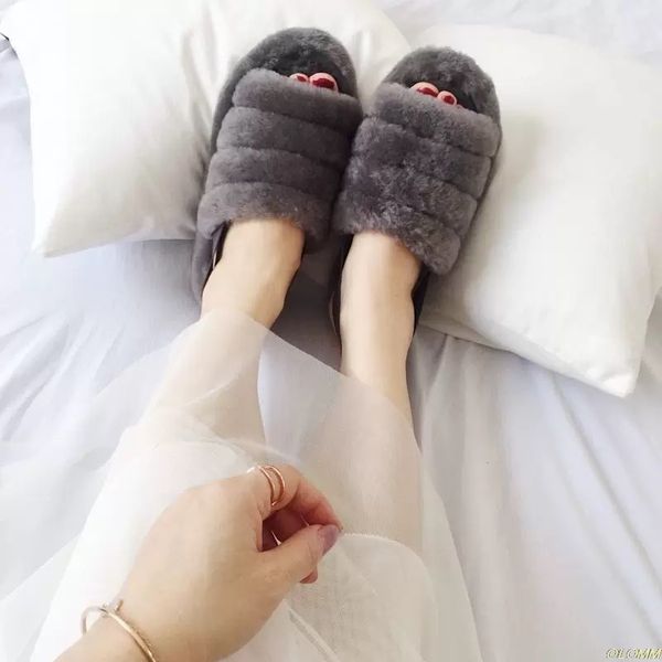 

new women spring plush slippers flat bottom antiskid indoor all-around comfortable sandals outdoor leisure women's beach, Black