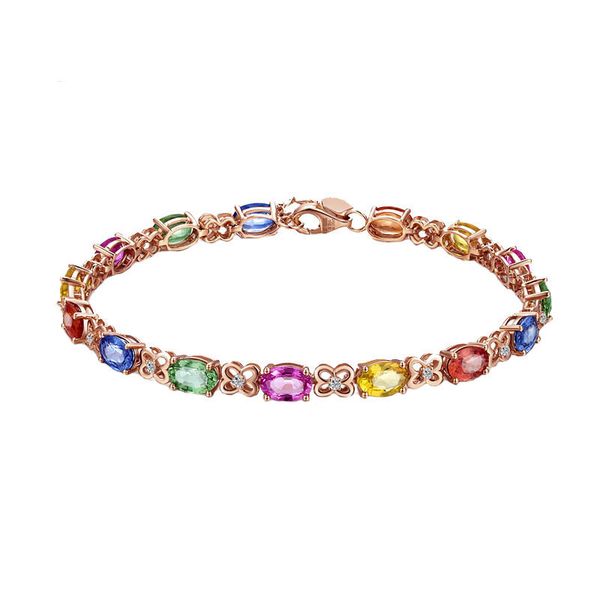

colored zircon bracelet with flower inlaid bracelet, Golden;silver