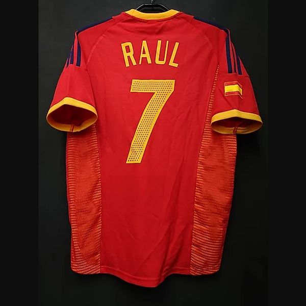

retro spain soccer jerseys raÃºl guardiola fÃ bregas iniesta puyol xavi torres morientes hierro alonso vintage shirt classic kit, Black;yellow