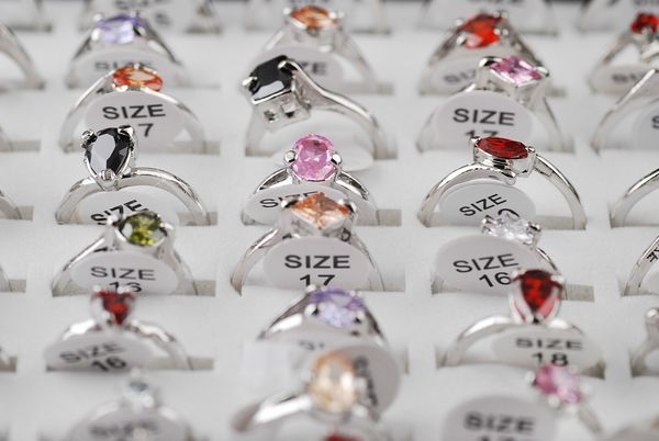 

Женская Мода Циркон Драгоценный Камень Посеребренные Кольцо Много Jewlery Свадьба К