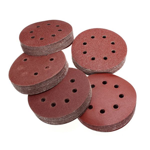 

100 pcs 125mm sanding discs grit sander disc abrasives tools polish machine hook loop sandpaper with 8 hole sand pad set 60-1000