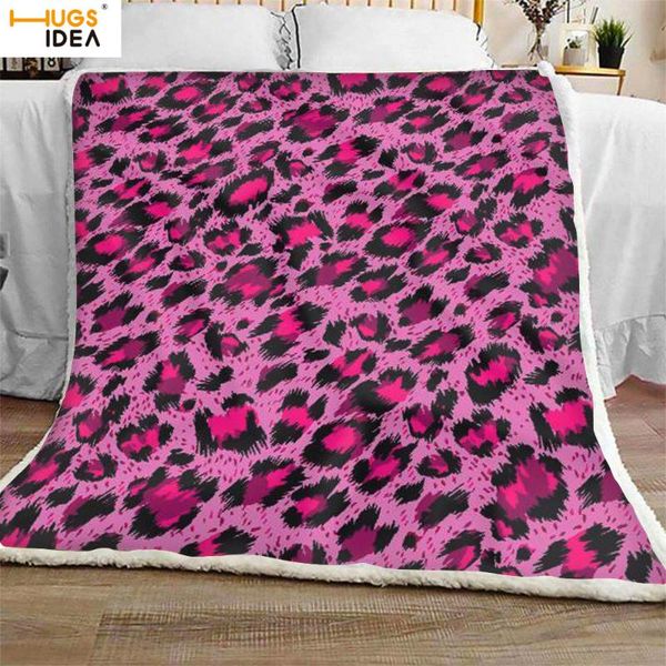 

hugsidea 2020 pink cheetah leopard print soft blankets for women's throw blanket sherpa fleece blanket plush bedspreads for beds