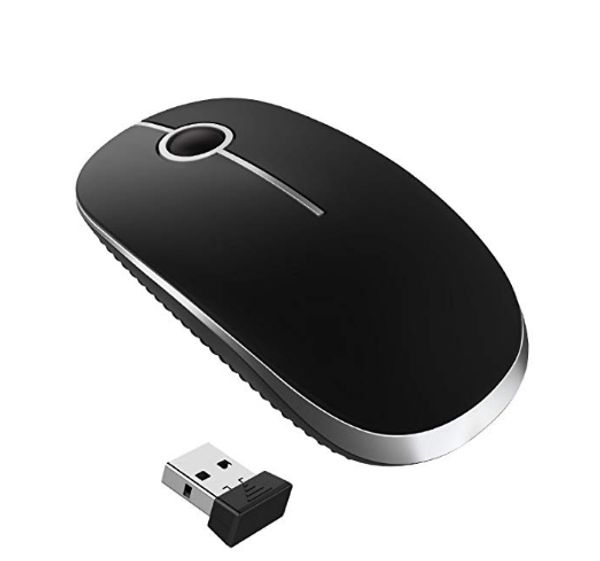 

wireless mouse, 2.4g slim portable computer mice with nano receiver for notebook, pc, lap computer-black-gray
