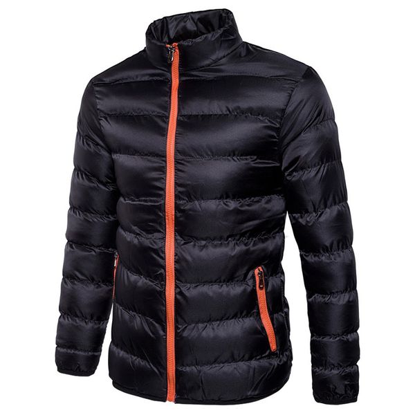 

mens coat casual stand collar padded winter jacket long sleeve zipper outwear, Black;brown