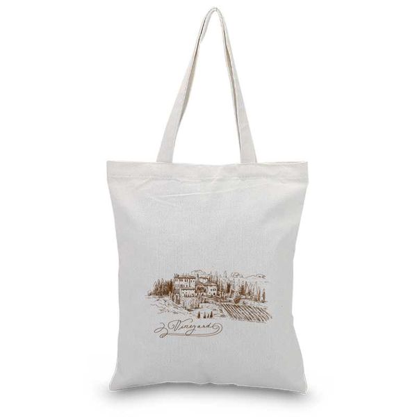 

cartoon building foldable baghandbag canvas tote bag text pattern diy satchelshopping bag print custom print logo daily use eco