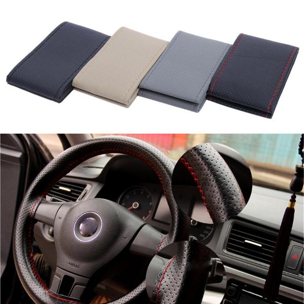 

car styling diy car steering wheel cover with needles thread artificial